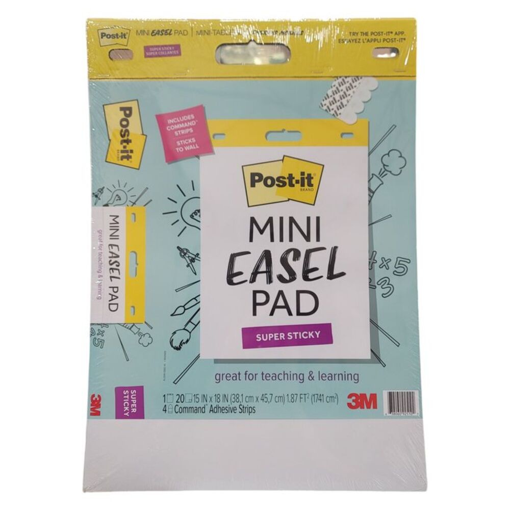 Post-it® Self-Stick Mini Easel Pads, 15 in. x 18 in., 2 Pads, 40 Sheets Total